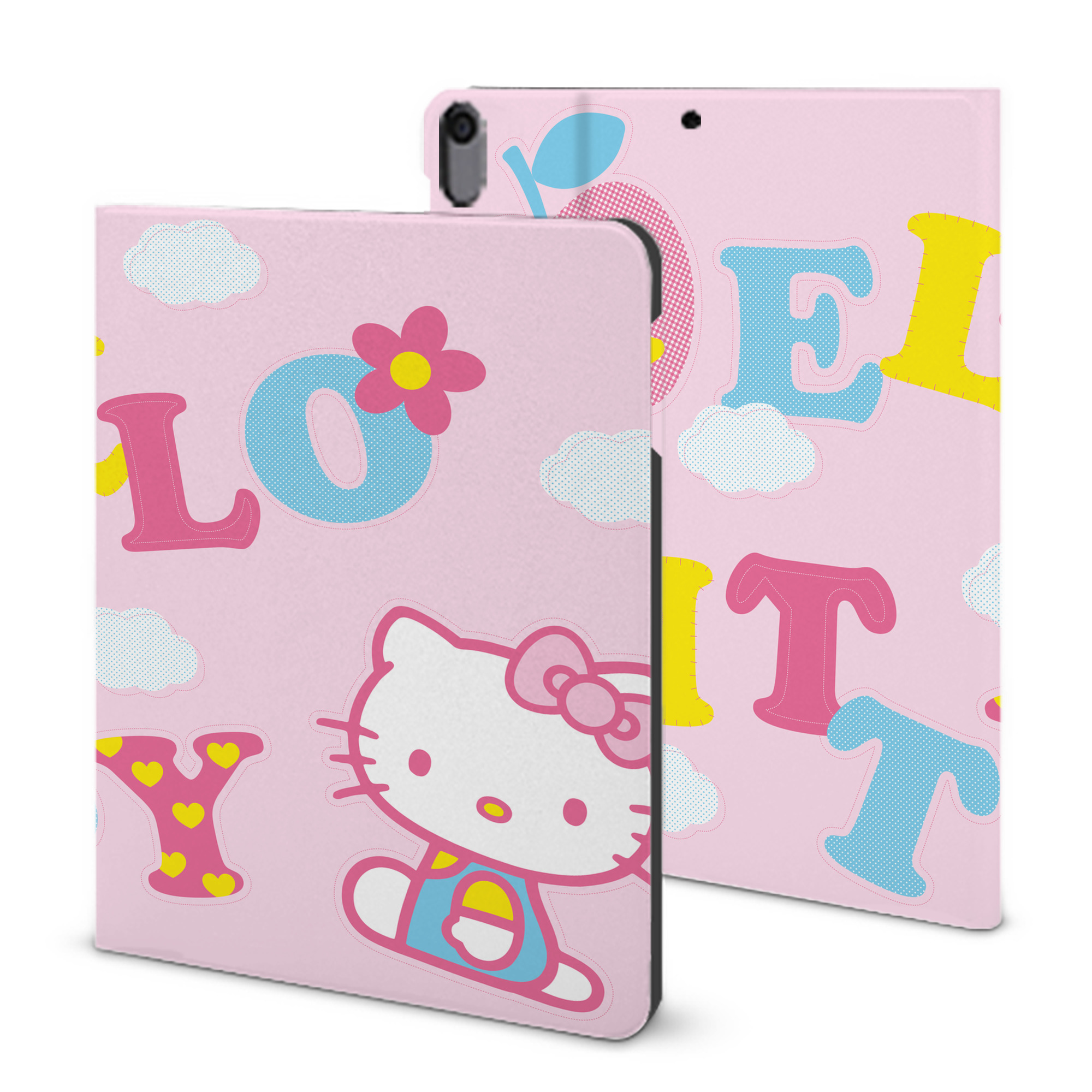 （画像用） Hello Kitty ハローキティ IPad ケース ブック型 PUレザー TPU 耐衝撃 軽量 薄型 ペン収納なし 全面保護 IPad 各モデル対応